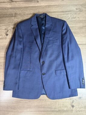 Lauren Ralph Lauren 42R Blue 100% Wool Sport Coat Blazer Mens 2 Button Classic